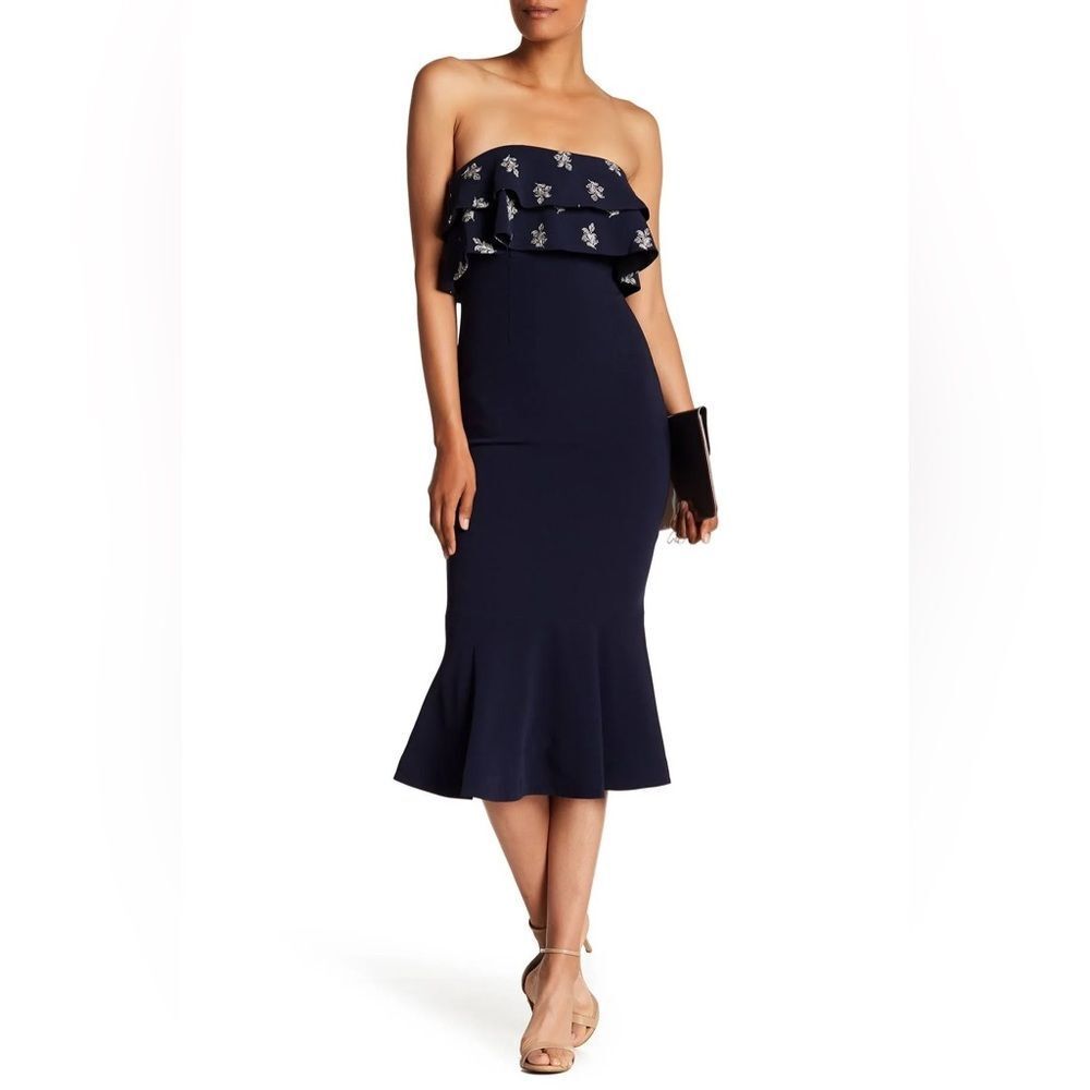 Cinq à Sept Eza Midnight Blue Strapless Dress
